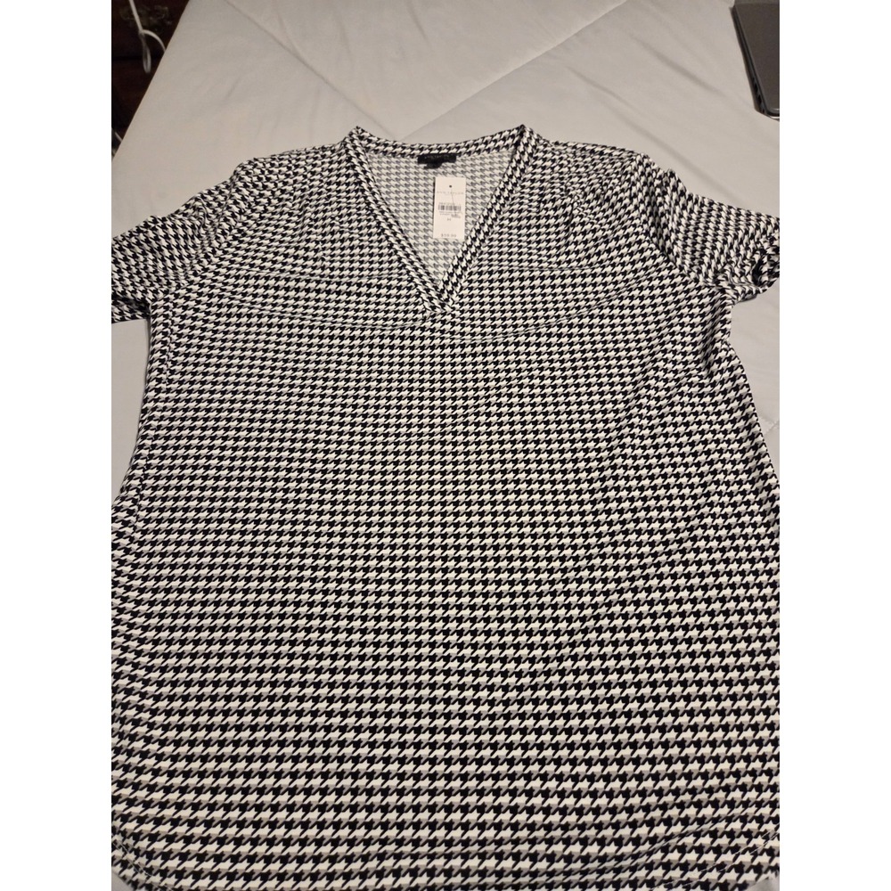 Ann Taylor Black/White/Grey Long‎ Sleeve Blouse Size Medium
